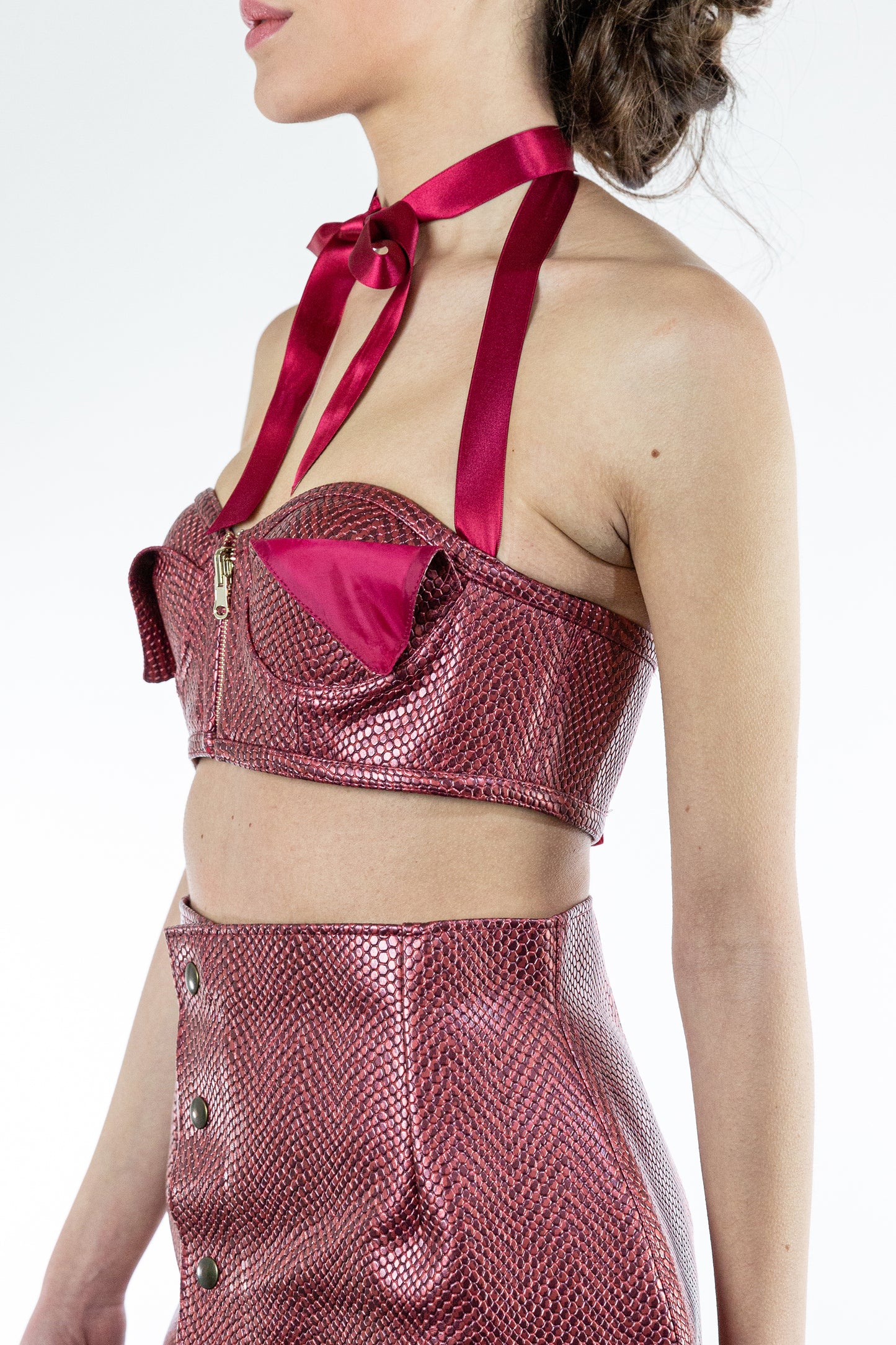 Miley Corset - Crop Top in ecopelle