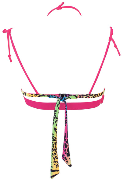 Top Bikini Fluo stampa animalier con cintura sotto seno